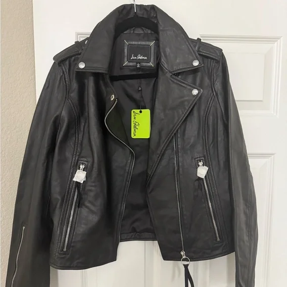 Sam Edelman Black Leather Moto Jacket - Picture 1 of 4